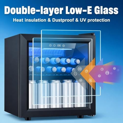 COWSAR Beverage Refrigerator, 50 Cans Wine Cooler, ETL Approved 1.3 Cu.ft Mini Fridge with Glass Door, Adjustable Shelves, Digital Temperature Freestanding Small Drink Fridge for Soda Beer or Wine - Image 4
