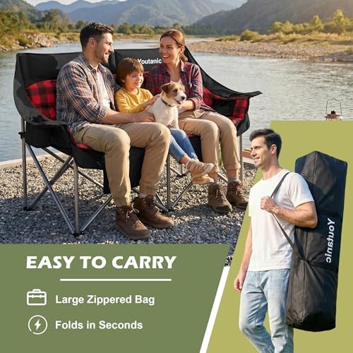 Youtanic 60" Extra Double Camping Chair for Adults, 700lbs Padded Loveseat - Image 6