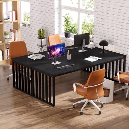 Tribesigns 78.74" Extra Long Computer Desk for 2 Person, Double Long Desk with Heavy Duty Metal Frame, Double Workstation Study Table for Home Office (Without Chair) (Black) - Image 5
