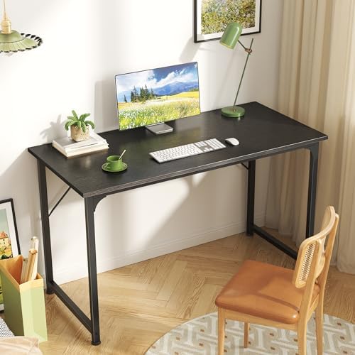 Huuger Modern Simple Office Desk, 40 Inch Gaming Desk with Storage, Black Metal Frame, Large Legroom - Image 2