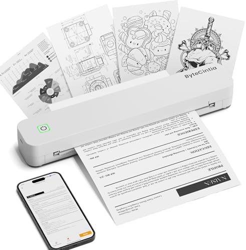 C80 Portable Printers Wireless for Travel, Inkless, White by ByteCintia