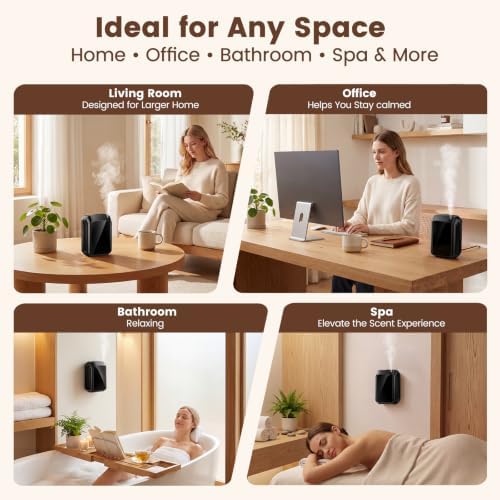 Waterless Essential Oil Diffuser 1500 Sq.Ft for Home Office Hotel, 150ML Cold Air Scent Machine with Bluetooth App & Panel Control, Quiet Wall Mount Aroma Diffuser - Image 5