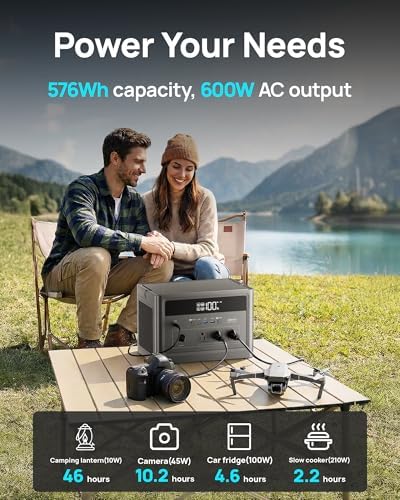 Portable Power Station 1200W Peak, 576Wh LiFePO4 Battery Solar Generator - Image 2