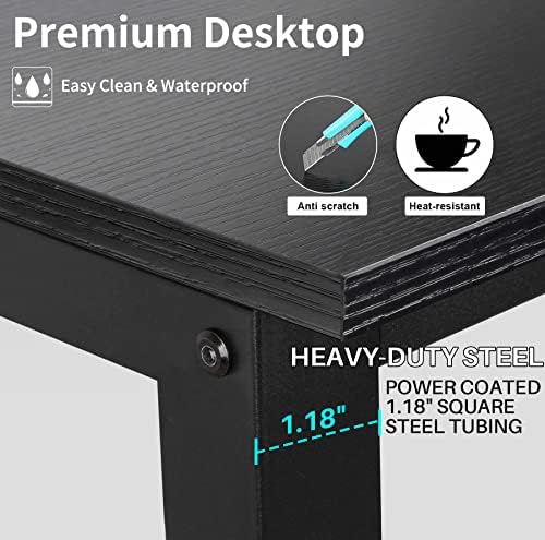 Aquzee Computer Desk with Hutch and Bookshelves, Large Leg Room 47 inch Width Black Desk with Space Saving Storage Shelves for Home Office,Study, Work, Easy Assemble - Image 4