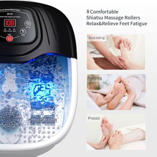 Foot Spa Bath Massager with Heat, Foot Soaking Tub,Ozone & UV, Epsom Salt,Bubbles, Vibration and Blue Light, Tub for Stress Relief,Foot Soaker, Birthday Gifts for Mom Dad Women Men Her Him - Image 4
