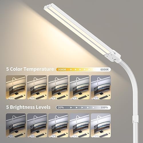 LED Desk Lamp Architect Task Light Dual Head Modern Flexible Gooseneck Tall - Image 6