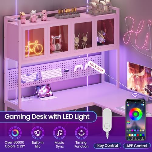 SEDETA L Shaped Gaming Corner Desk with Drawers, Hutch and Storage Shelves - Image 5