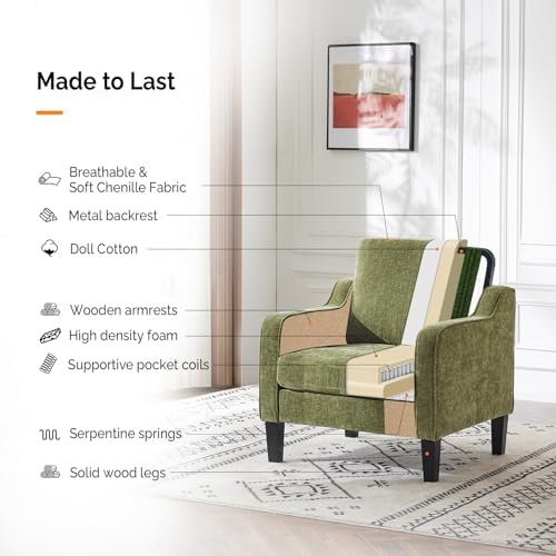 VINGLI Olive Green Accent Chair, Upholstered Armchair for Living Room - Image 6