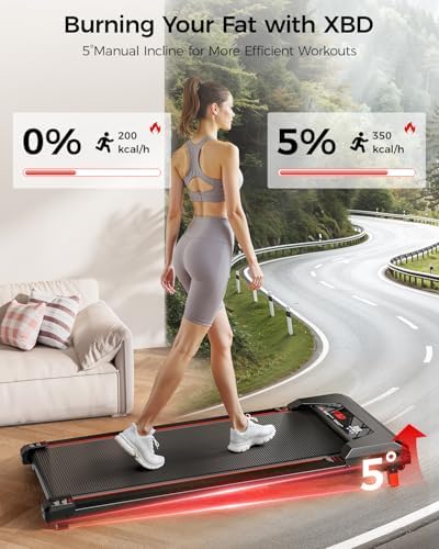 Walking Pad Treadmill,XBD Incline Walking Pads Under Desk 330 Lbs Capacity,2.5HP Portable Treadmill for Home,Remote Control and LED Display - Image 2