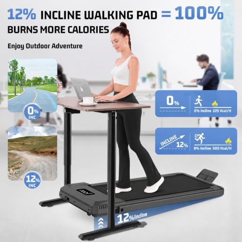 FUNMILY Upgrade Walking Pad Folding Treadmill with 12%/15% Incline & Handle Bar, 3.5HP Foldable Under Desk Compact Treadmills for Home/Office/Gym, 400+lb Capacity, Shock Absorption - Image 4