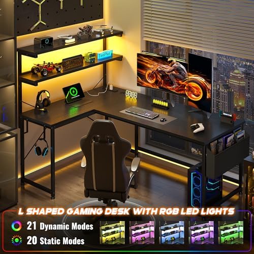 DurayLoly 53" L Shaped Gaming Desk with No Side Bar Shelf for Small Space - Image 5