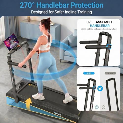 FUNMILY Upgrade Walking Pad Folding Treadmill with 12%/15% Incline & Handle Bar, 3.5HP Foldable Under Desk Compact Treadmills for Home/Office/Gym, 400+lb Capacity, Shock Absorption - Image 6