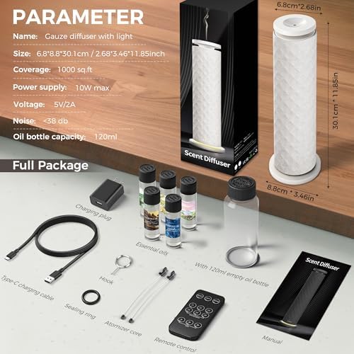 Hotel Scent Diffuser, Waterless Scent Diffuser for Home, Quiet Operation, Suitable for Living Rooms, Offices, and Hotels,Contains Five Aromatherapy Essential Oils，White - Image 7