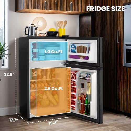Manastin 3.55 Cu.Ft Refrigerator with Freezer for Kitchen Office, Black - Image 2