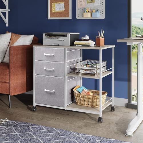 DEVAISE 3 Drawer Mobile File Cabinet, Fabric Lateral Filing Cabinet - Image 2
