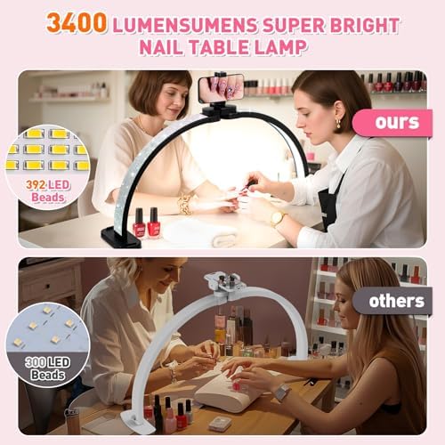 HITTI Super Large 31in Half Moon Light for Nail Desk, Crystal Diamond Black - Image 4