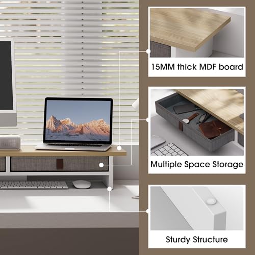 Fenge 35 Inch Monitor Stand with Drawer Storage, Computer Riser for Desk - Image 3