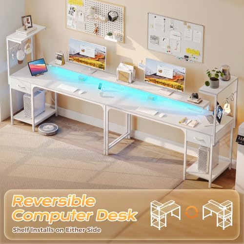 PRAISUN 55.1 Inch Gaming Desk with LED Lights & Power Outlets - Image 4