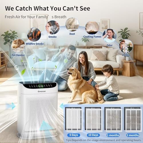 Air Purifiers for Home Pets Large Room Up to 3000 Ft²,HEPA Air Cleaner with Washable Double-Side Filter, PM2.5 Air Quality Monitor,15dB Sleep Mode for Bedroom Odor Dust Pollen,White - Image 5