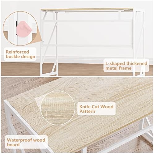Elephance Folding Desk Writing Computer Desk for Home Office No-Assembly - Image 5