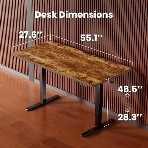 ErGear Height Adjustable Electric Standing Desk, 55 x 28 Inches Sit Stand up Desk, Memory Computer Home Office Desk, Vintage Brown - Image 3
