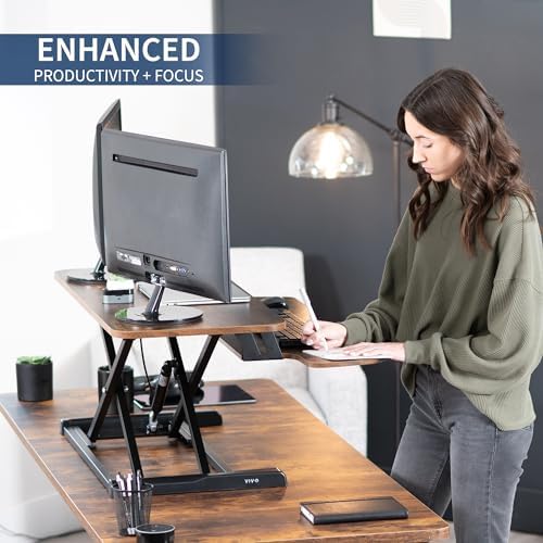 VIVO Rustic Vintage Brown 36 in Standing Desk Converter, DESK-V036KN - Image 4