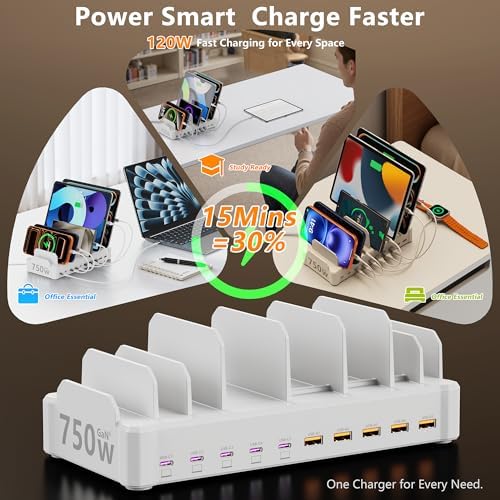 750W Charging Station for Multiple Devices, Zobirez 10-Port Fast Charger - Image 4