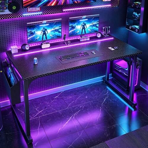 DurayLoly 40" Gaming Desk with Waterproof LED Lights for Bedroom,Black - Image 4