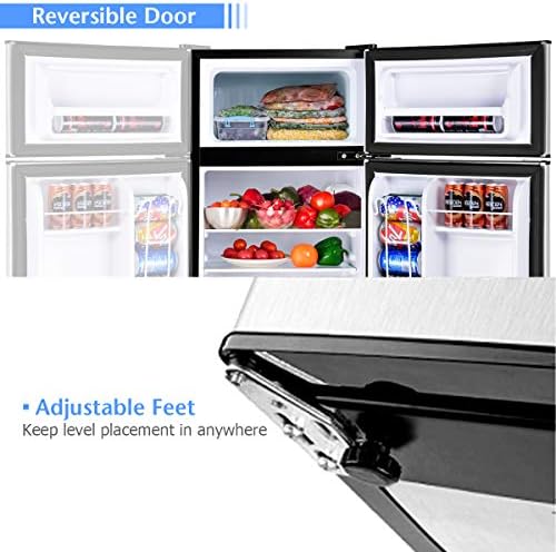 COSTWAY 3.2 Cu.ft. Mini Fridge with Freezer for Bedroom, Dorm, Office - Image 6