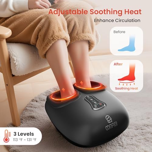 COMFIER 2026 Upgrade shiatsu Foot Massager for Neuropathy,Plantar Fasciitis with Heat,Remote Control,Pause Function, feet Massager with Compression,Vibration,Mothers Day Gift for Mom, Size 13 - Image 3