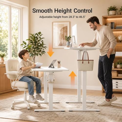 Claiks Electric Standing Desk 55x24 Inch Adjustable Desk, White - Image 4