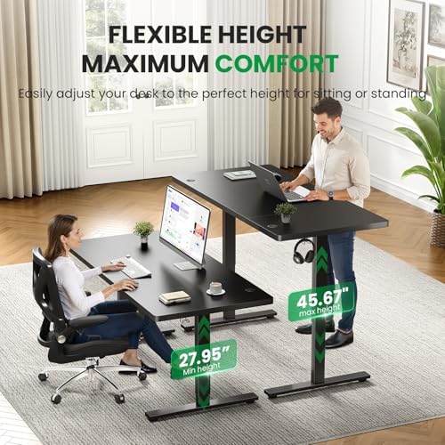 Black 60x28 in Electric Standing Desk, 1 Inch Thick Tabletop - Image 6