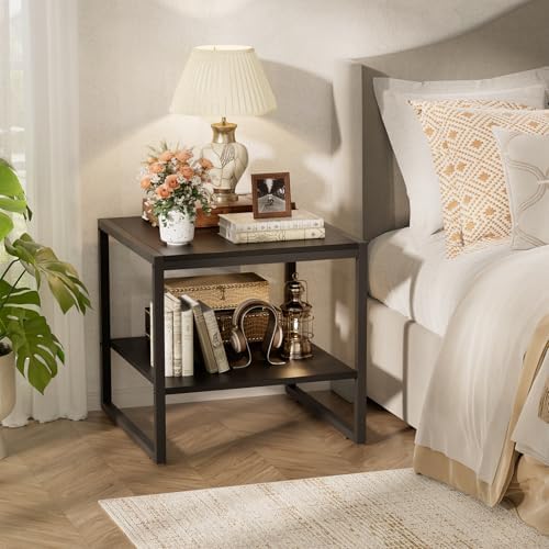Homieasy End Table, 20 Inch Square Side Table, Mini Fridge Stand, Black - Image 5