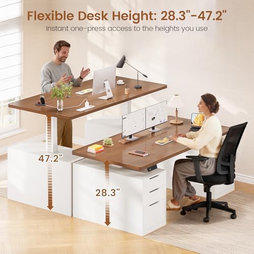 SEDETA 55" Electric Standing Desk with 6 Drawers, Adjustable Stand up Desk with Storage, Computer Desks with Power Outlets for Home Office, White - Image 3
