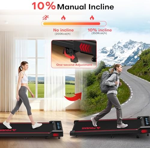 Walking Pad with Incline, FOUSAE 6.2MPH Walking Pad Under Desk Treadmill with 10% Incline, Full Screen LED Display, 2.75HP Brushless Drive, 12 HIIT Programs, Remote Control, 350 LBS Capacity - Image 4