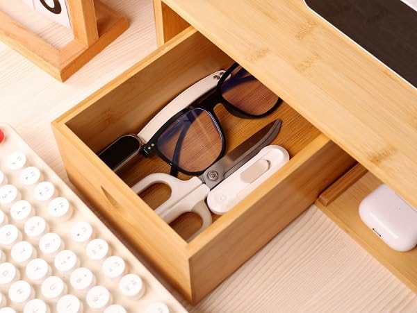 Dual Monitor Stand Riser with Drawer for Desk Laptop - Image 6