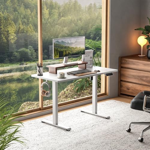 Veken 47.2 Inch Large Electric Standing Desk, Gaming Table, White - Image 2