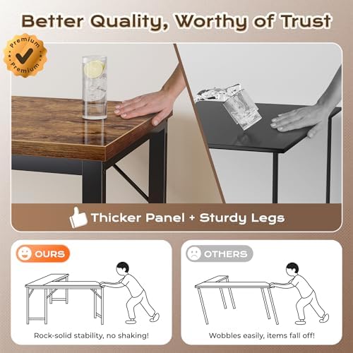 Huuger 63 Inch L Shaped Desk with Power Outlets & 0.95 Inch Thicker Desktop - Image 7