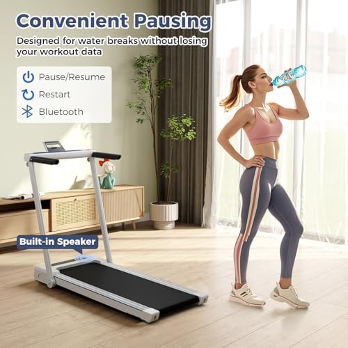 GYMAX Walking Pad Treadmill, 3 in 1 Folding Treadmill with Removable Desktop, Remote & 12 Preset Programs, 2.5 HP Under Desk Walking Pad Running Machine for Home Gym Exercise Workout - Image 6