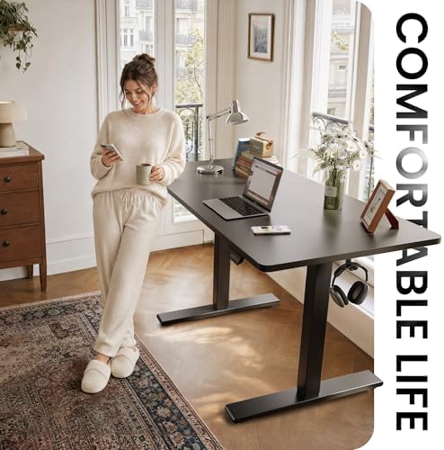 CubiCubi 48 x 24 Electric One-Piece Standing Desk, Black - Image 3