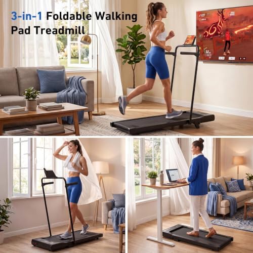 DeerRun Walking Pad Treadmill with Incline & Handle Bar - Image 3