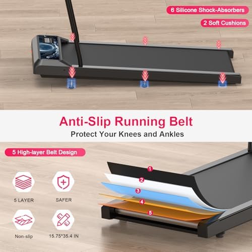 Under Desk Treadmill with Incline and Handlebar | Compact Treadmill，Perfect for Running, Walking & Under-Desk Use，Quiet Operation for Home or Office - Image 6