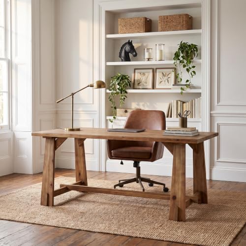 LITTLE TREE 63" Long Large Wood Desks, Farmhouse Office Desk - Image 4