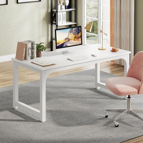 Tribesigns 63”Executive Desk, Large Office Computer Desk with Thicken Frame, Modern Simple Workstation Business Furniture for Home Office, White - Image 3