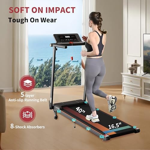 Foldable 4 in 1 Treadmill Walking Pad with Incline Remote Control Compact 3.0HP Under Desk Treadmill for Home Office Fitness 300 lbs Capacity with Handle Bar - Image 6