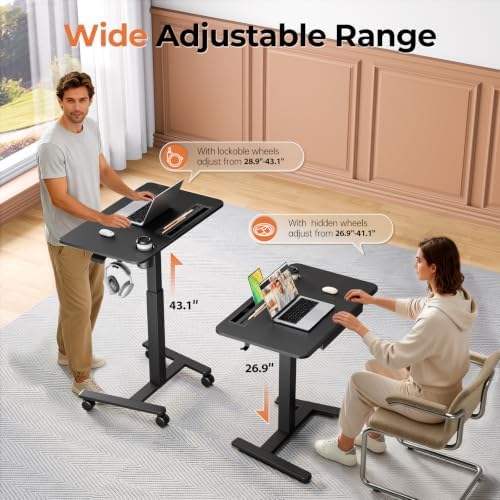 32" Mobile Desk with Drawer, Rolling Standing Desk on Wheels - Image 3