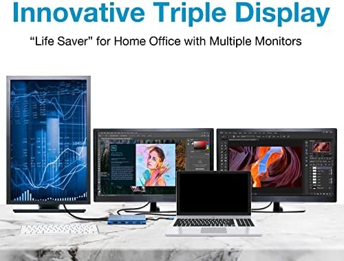 11 in 1 Docking Station, Triple Monitors USBC Laptop Docking Station(Blue) - Image 2
