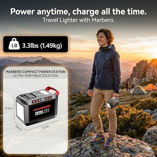 MARBERO 200W Portable Power Station 148Wh Camping Solar Generator Laptop Power Bank with AC Outlet 110V, DC, USB QC3.0, LED Flashlights for CPAP Home Outdoor Trip Emergency Backup - Image 4