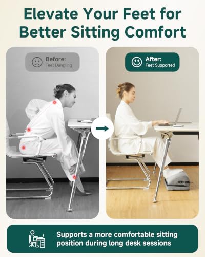 Snailax Heated Foot Rest Under Desk, Adjustable Height Foot Stool with Heat - Image 2