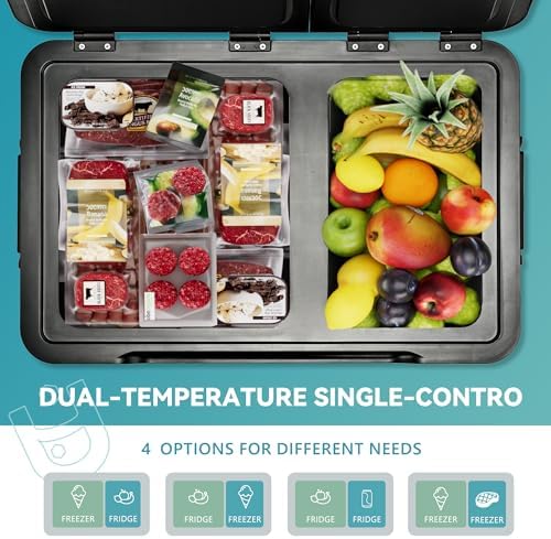 EUHOMY 58QT 12 Volt Refrigerator,Dual Zone -4℉~68℉ Portable Freezer for Car - Image 2